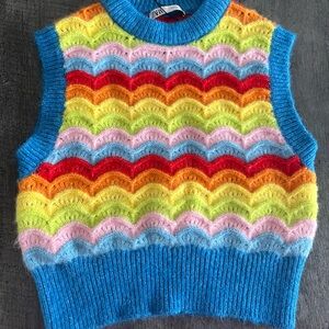 Zara Multicolor Knit Sweater Vest